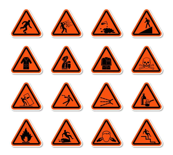 Τριγωνική προειδοποίηση σύμβολα κινδύνου ετικέτες Sign Isolate on White Background, Διάνυσμα εικονογράφηση — Διανυσματικό Αρχείο