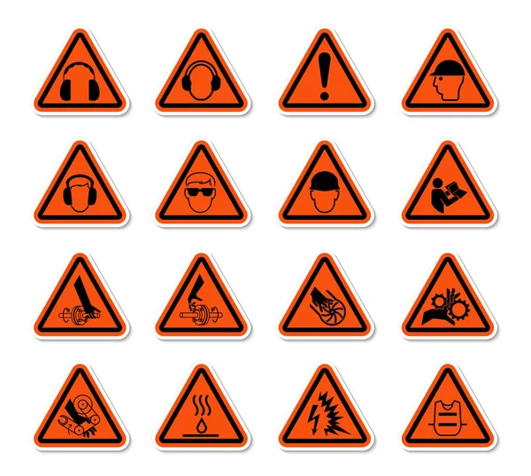 Triangular Warning Hazard Symbols labels Sign Isolate on White Background,Vector Illustration — Stock Vector