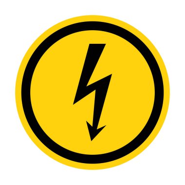 Tehlike Yüksek Gerilim Sembol İşareti Beyaz Arka Plan,Vektör Çizimi 