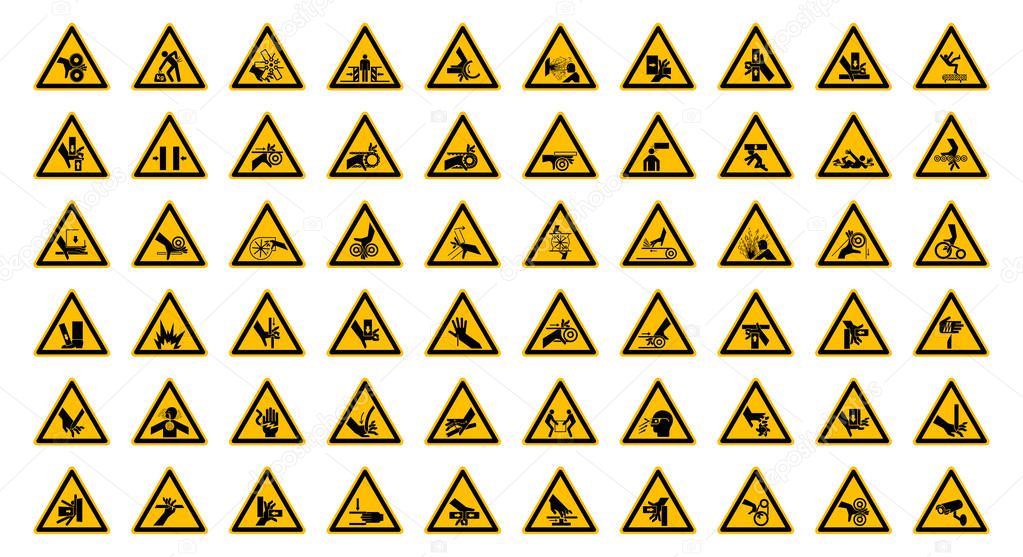 Warning Hazard Symbols labels Sign Isolate on White Background,Vector Illustration 