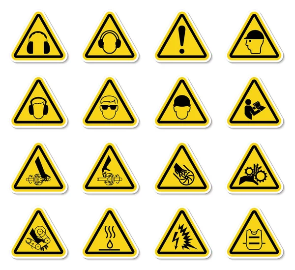 Warning Hazard Symbols labels Sign Isolate on White Background,Vector Illustration — Stock Vector