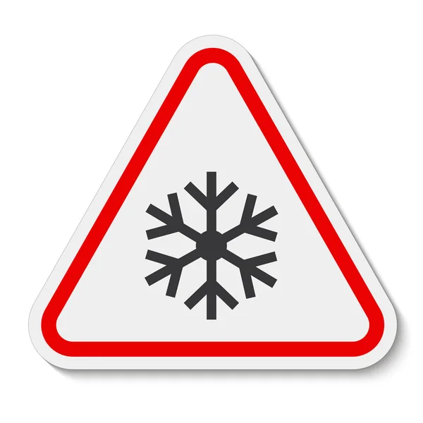 Dreieck-Warnschild mit Schneeflockensymbol Isolieren auf weißem Hintergrund, Vector Illustration EPS.10 — Stockvektor