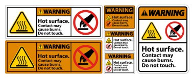 Uyarı Sıcak Yüzey Sembol İşaretine Dokunma Beyaz Arkaplanda İzole Edildi, Vektör Resimleri 