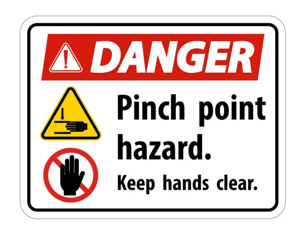 Perigo Pinch Point Hazard, Mantenha as mãos claras sinal de símbolo Isolar no fundo branco, Ilustração vetorial —  Vetores de Stock