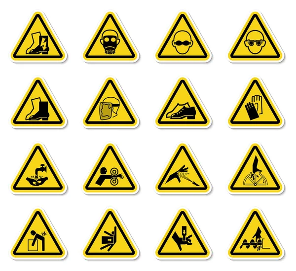 Tehlike Sembolleri Uyarı İşaretleri Beyaz Arkaplanda İzolasyon İmzala, Vektör Resimleri — Stok Vektör