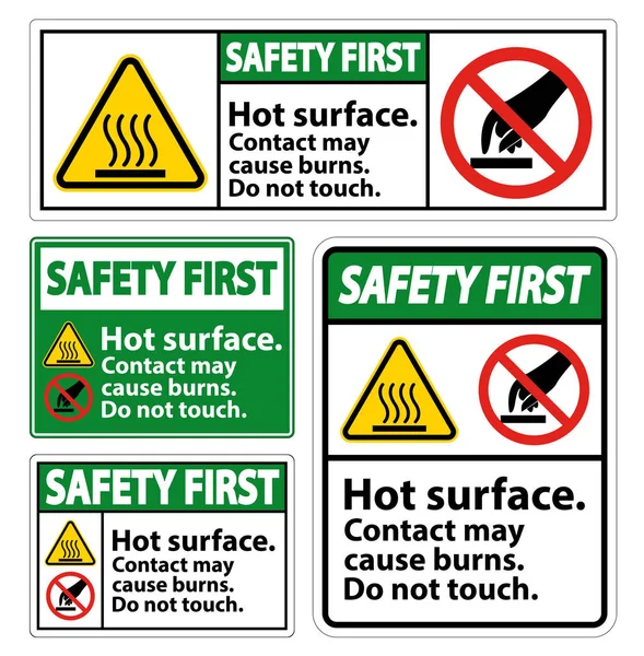 Safety First Hot Surface Do Not Touch Symbol Sign Isolate on White Background,Vector Illustration — 스톡 벡터