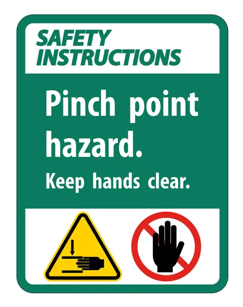 Safety Instructions Pinch Point Hazard,Keep Hands Clear Symbol Sign Isolate on White Background,Vector Illustration — Stock Vector