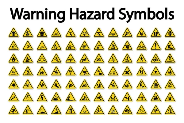 Warning Hazard Symbols labels Sign Isolate on White Background,Vector Illustration — Stock Vector