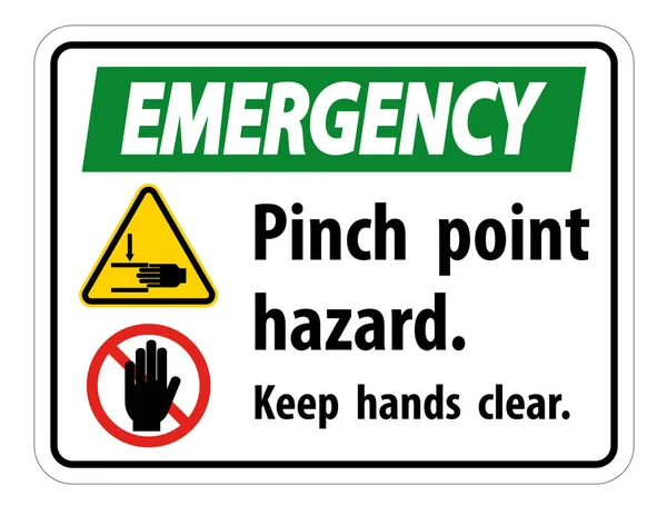 Аварийная точка Pinch Point Опасность, Держите руки чистые символы Знак изолировать на белом фоне, векторная иллюстрация — стоковый вектор