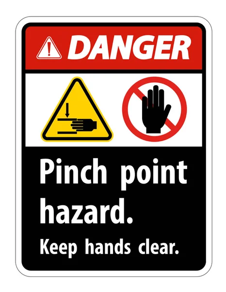 Gefahr Pinch Point Hazard, halten Sie die Hände frei Symbol Zeichen isolieren auf weißem Hintergrund, Vektor-Illustration — Stockvektor