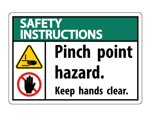 Instruções de segurança Pinch Point Hazard, Mantenha as mãos claras sinal de símbolo Isolar no fundo branco, Ilustração vetorial —  Vetores de Stock
