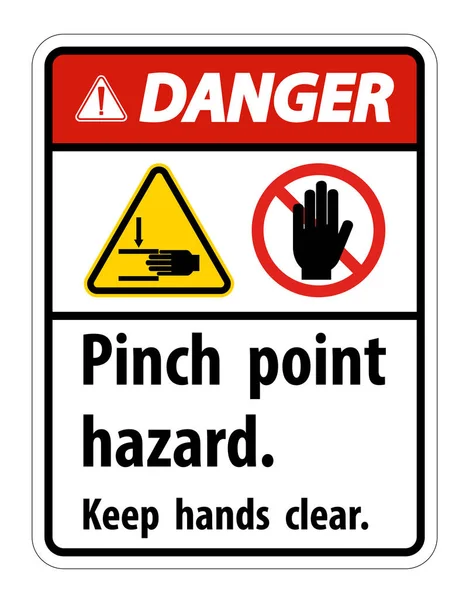 Danger Pinch Point Hazard,Keep Hands Clear Symbol Sign Isolate on White Background,Vector Illustration — 스톡 벡터