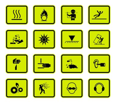 Beyaz Arkaplanda İzole Edilmiş Tehlike Sembolleri İşaretleri, Vektör Resimleri 