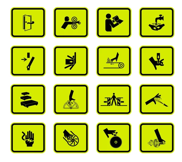 Warning Hazard Symbols labels Sign Isolated on White Background,Vector Illustration — Stock Vector