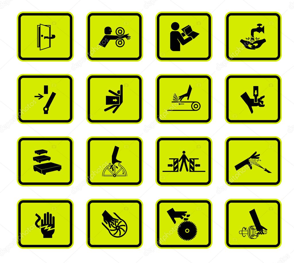 Warning Hazard Symbols labels Sign Isolated on White Background,Vector Illustration 