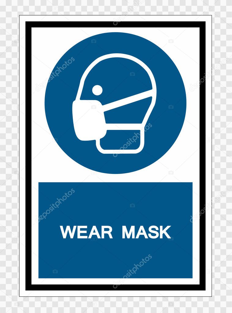 Wear Mask Symbol Sign Isolate on transparent Background,Vector Illustration 