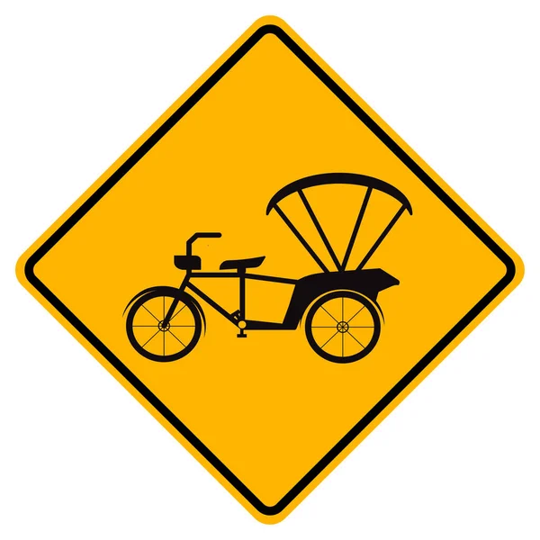 Ostrzeżenie rower lub trójkołowy ruchu drogowego żółty symbol znak izolować na białym tle, wektor ilustracji Eps.10 — Wektor stockowy