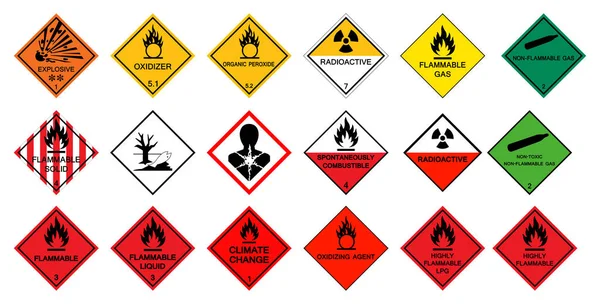 Pittogrammi di pericolo di trasporto di avvertimento, pericolo chimico pericoloso Simbolo segno isolato su sfondo bianco, illustrazione vettoriale — Vettoriale Stock