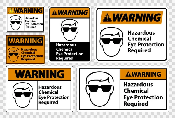 Advertencia Protección Química Peligrosa Los Ojos Signo Símbolo Requerido Aislar — Vector de stock