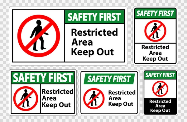 Safety First Restricted Area Keep Out Symbol Sign Isoliert Auf — Stockvektor