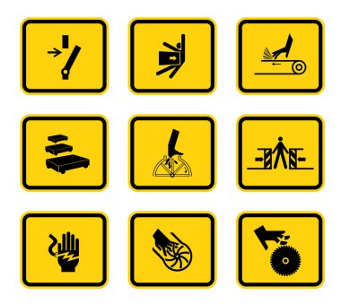 Beyaz Arkaplanda İzole Edilmiş Tehlike Sembolleri İşaretleri, Vektör Resimleri 
