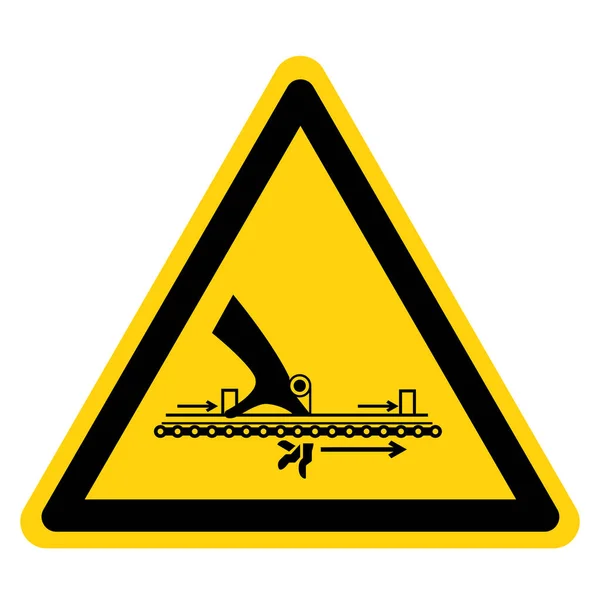 警告可動部品原因損傷シンボル白の背景にアイソレーション ベクトルイラスト — ストックベクタ