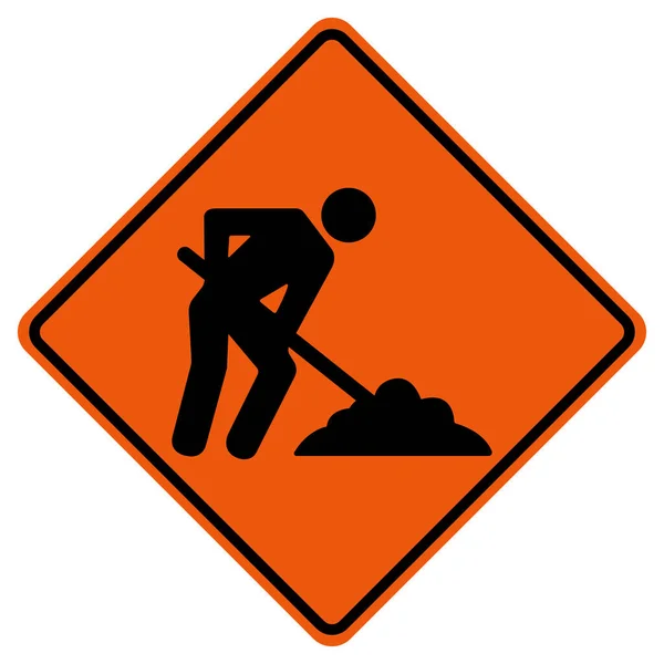 Men Work Road Construction Traffic Road Symbol Sign Isolate White — Stock Vector