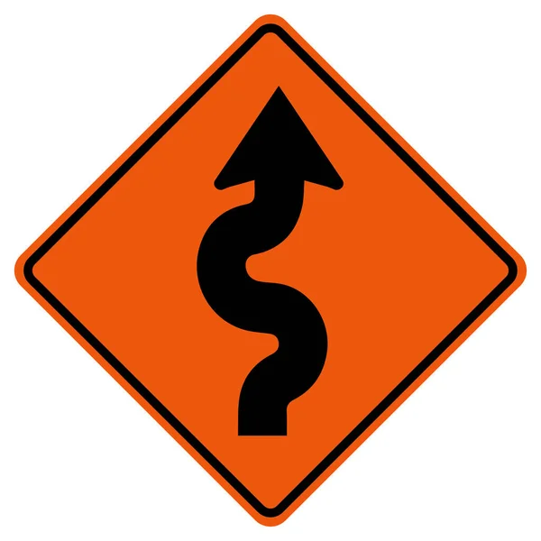 Signe Signalisation Routière Sinueuse Isoler Sur Fond Blanc Illustration Vectorielle — Image vectorielle