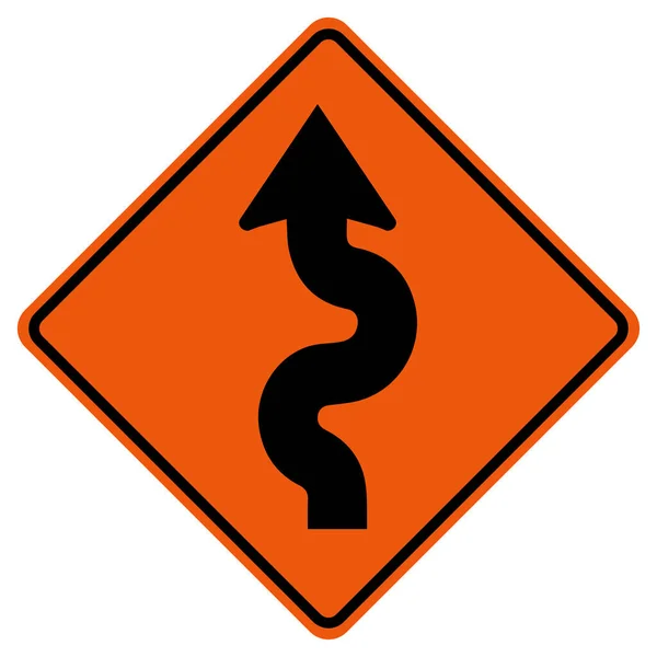 Winding Traffic Road Symbol Sign Izolált Fehér Háttér Vektor Illusztráció — Stock Vector