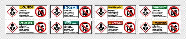 Güvenlik Etiketi Asbest Tozu Kanser Akciğer Hastalıkları Sadece Yetkili Personel — Stok Vektör