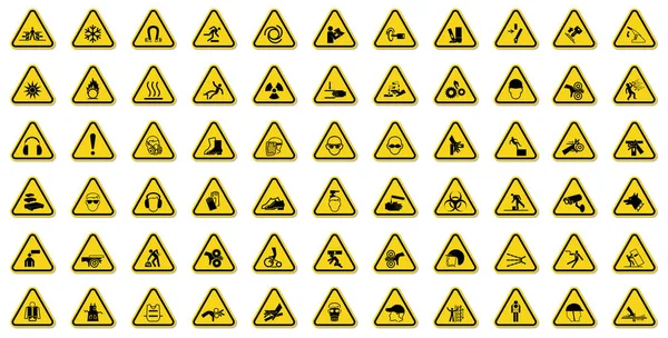 Προειδοποίηση Ετικέτες Συμβόλων Κινδύνου Sign Isolate White Background Διανυσματική Απεικόνιση — Διανυσματικό Αρχείο