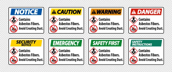 Etikett Enthält Asbestfasern Vermeiden Dass Staub Entsteht — Stockvektor