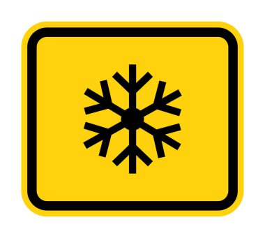 Kar Tanesi sembollü üçgen uyarı işareti Beyaz Arkaplanda İzole EPS.10 Vektör Resimleri 