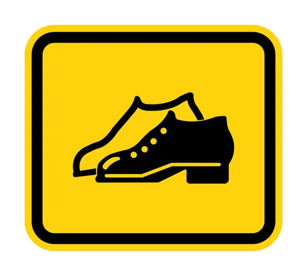 Symbol Beigefügte Schuhe Erforderlich Fertigungsbereich Zeichen Isoliert Auf Weißem Hintergrund — Stockvektor