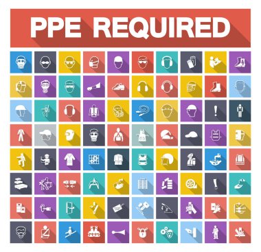 Gerekli Kişisel Koruyucu Ekipman (PPE) Sembol, Güvenlik Simgesi 