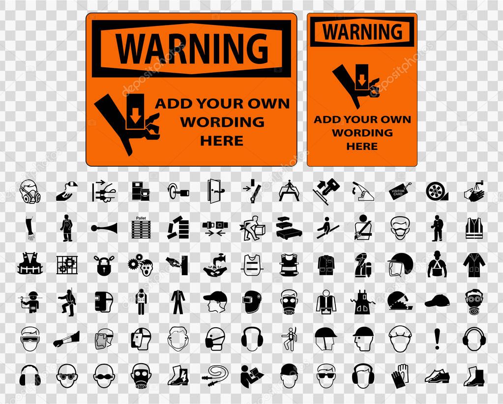 Symbol Safety Sign warning lable Isolate on transparent Background,Vector Illustration 