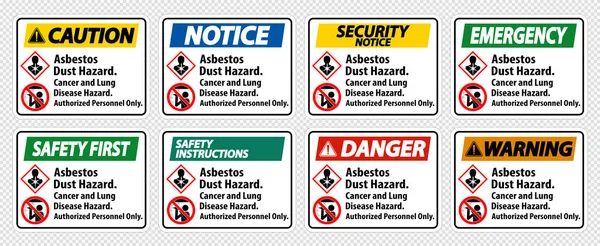 Sicherheitsetikett Asbeststaubgefahr Krebs Und Lungenkrankheiten Nur Für Autorisiertes Personal — Stockvektor