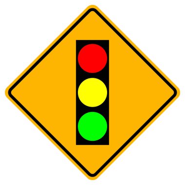 Beyaz arkaplanda trafik ışıkları uyarısı 