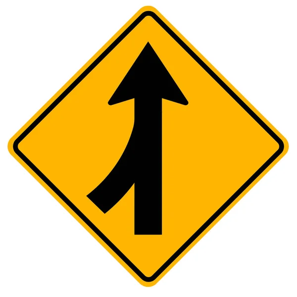 警告标志合并交通 注意在白色背景下左边的车辆 — 图库矢量图片
