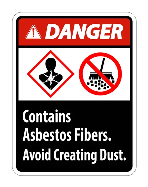 Danger Label Contains Asbestos Fibers Avoid Creating Dust — Stock Vector