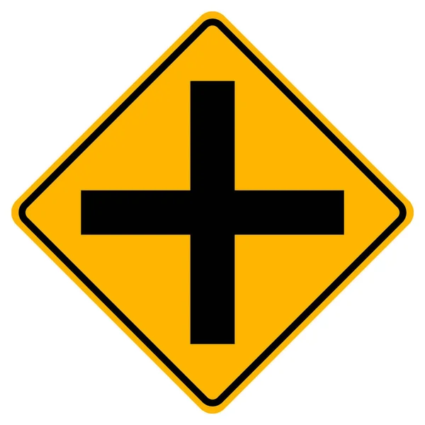 Warnschilder Kreuzung Auf Weißem Hintergrund — Stockvektor