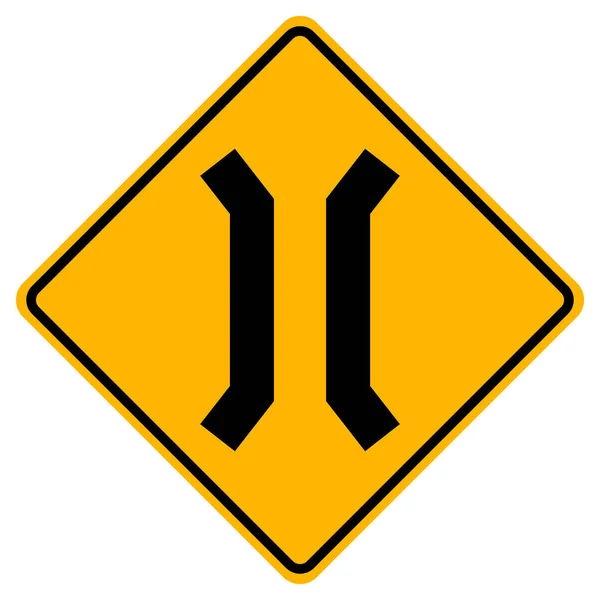Znaki Ostrzegawcze Wąski Most Białym Tle — Wektor stockowy