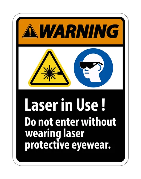 Warning Warning Ppe Safety Label Laser Use Enter Wearing Laser — Stock Vector