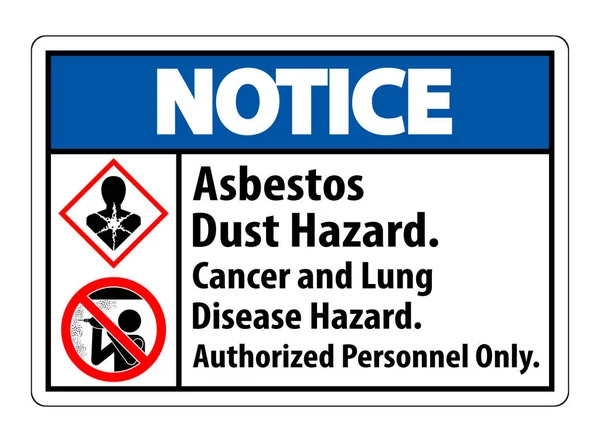 Observe Etiqueta Seguridad Peligro Del Polvo Del Asbesto Cáncer Peligro — Vector de stock