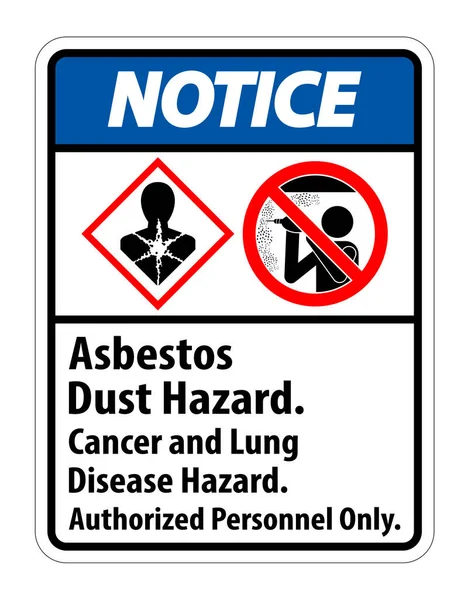 Observe Etiqueta Seguridad Peligro Del Polvo Del Asbesto Cáncer Peligro — Vector de stock