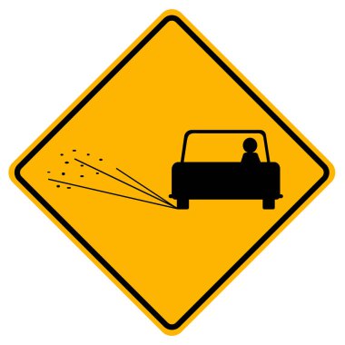 Uyarı işaretleri Beyaz arkaplanda gevşek yol yüzeyi 