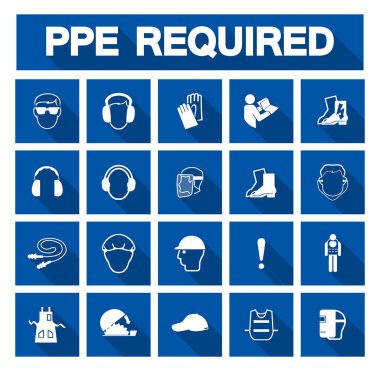 Gerekli Kişisel Koruyucu Ekipman (PPE) Sembol, Güvenlik Simgesi 