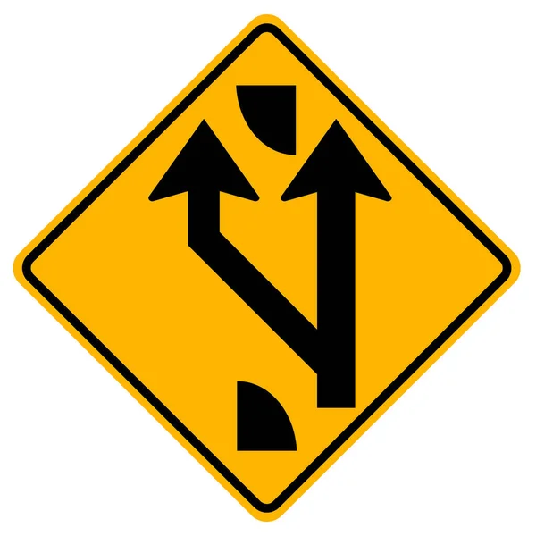 警告标志在白色背景下增加了前面的车道 — 图库矢量图片