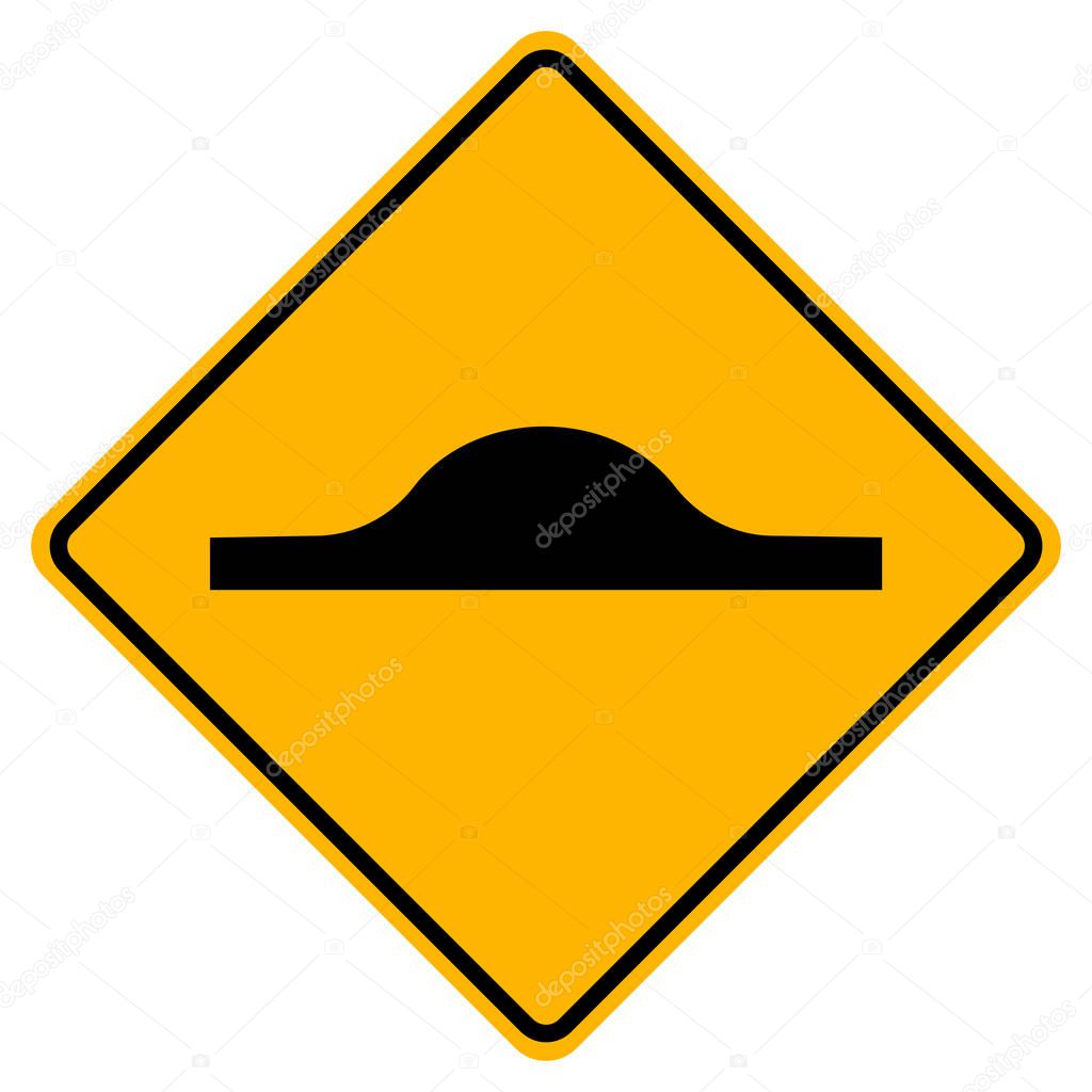 Warning traffic signs Speed hump on white background 