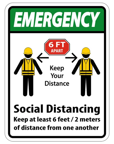 Emergency Social Distancing Construction Sign Izolacja Białym Tle Wektor Ilustracja — Wektor stockowy